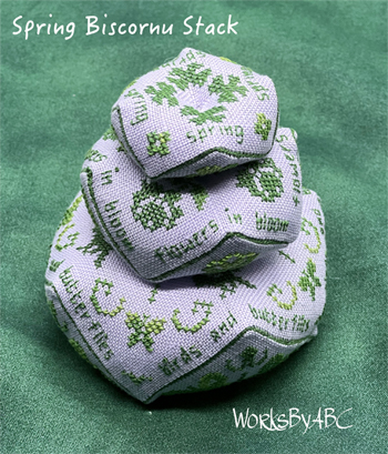 Works By ABC - Spring Biscornu Stack MAIN