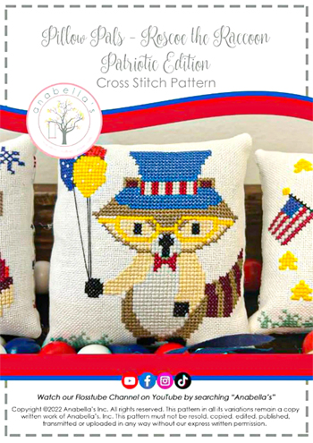 Anabella's - Pillow Pals Roscoe The Raccoon Patriotic Edition MAIN