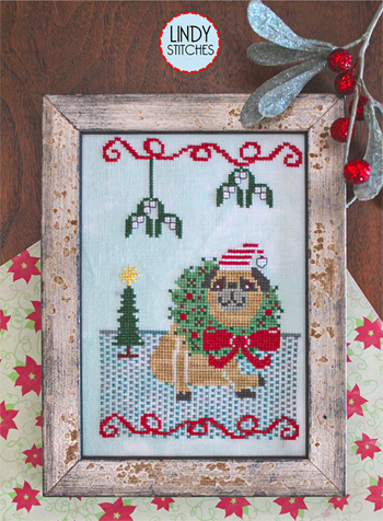 Lindy Stitches - Dogs In The Garden - Posing In The Mistletoe (Winter) MAIN