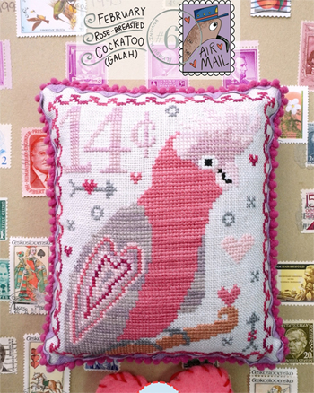 Lindy Stitches - Air Mail - February Rose-Breasted Cockatoo (Galah) MAIN