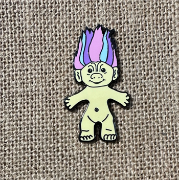Troll Doll Enamel Needle Minder by Rebel Stitcher Designs MAIN