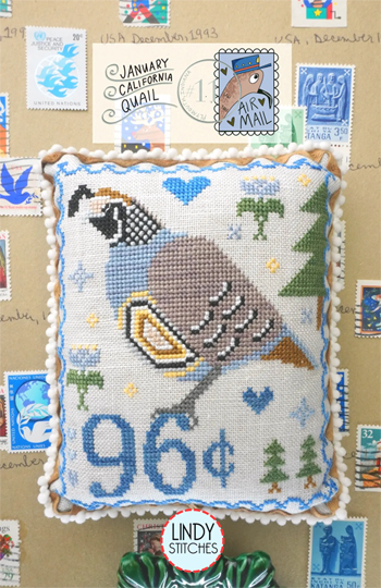 Lindy Stitches - Air Mail - January California Quail MAIN