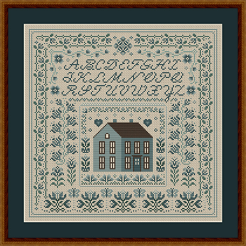 Happiness Is HeartMade - Blue Hollyhock House Sampler MAIN