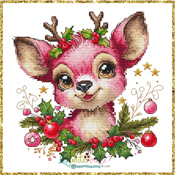 Les Petites Croix De Lucie - Christmas Pink Reindeer THUMBNAIL