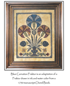 Three Sheep Studio - Blue Carnation Fraktur THUMBNAIL