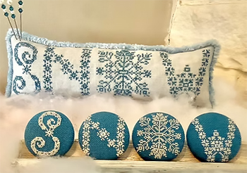 Running With Needles & Scissors - Snow Buttons & Pillow MAIN