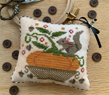Stitches By Ethel - Pumpkin Basket Pinkeep MAIN
