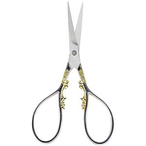 Sullivans Heirloom Embroidery Scissors 4" Gold & Silver Teardrop MAIN