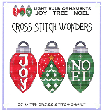 Cross Stitch Wonders - Light Bulb Ornaments - Joy Tree Noel MAIN