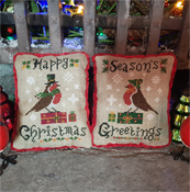 Crowsfeetstitching - Mr And Mrs Robin Christmas Cushions THUMBNAIL
