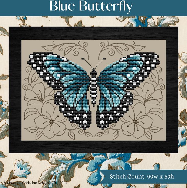 shannon christine designs cross stitch blue butterfly butterflies ...
