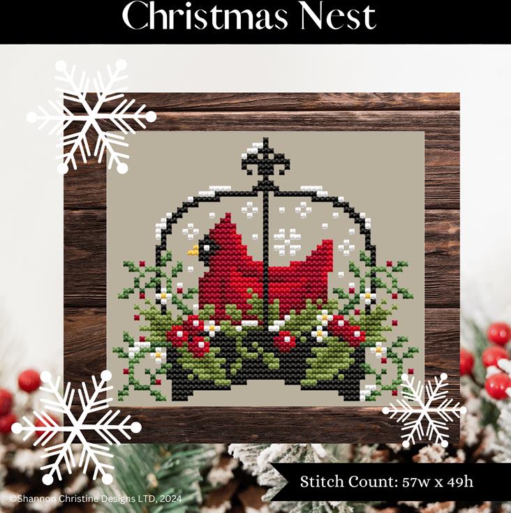 shannon christine designs cross stitch christmas nest needlework