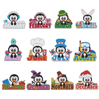 Cross Stitch Wonders - Year Of Monthly Penguins Combo MAIN