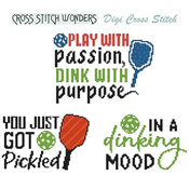 Cross Stitch Wonders - Pickleball Sayings II - Passion-Pickled-Dinking THUMBNAIL