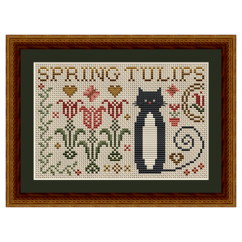 Happiness Is HeartMade - Cat Tales Collection - Cat With Spring Tulips MAIN