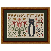 Happiness Is HeartMade - Cat Tales Collection - Cat With Spring Tulips THUMBNAIL