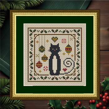 Happiness Is HeartMade - Cat Tales Collection - Cat With Holly And Ornaments MAIN