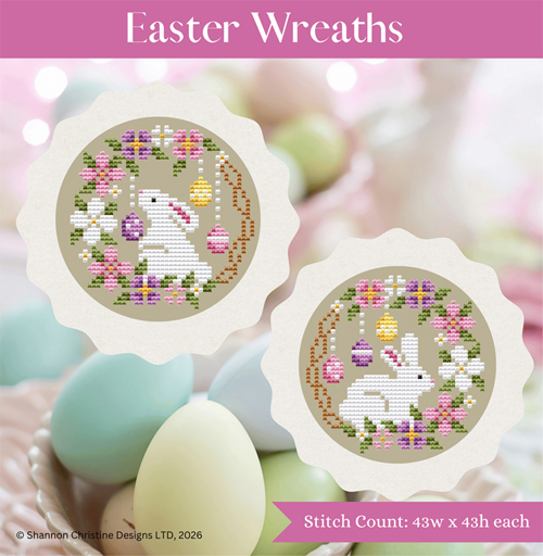 shannon christine designs cross stitch easter wreaths needlework embroidery