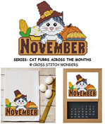 Cross Stitch Wonders - Cat Purrs Across The Months - November THUMBNAIL