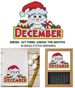 Cross Stitch Wonders - Cat Purrs Across The Months - December THUMBNAIL