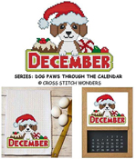 Cross Stitch Wonders - Dog Paws Through The Calendar - December THUMBNAIL