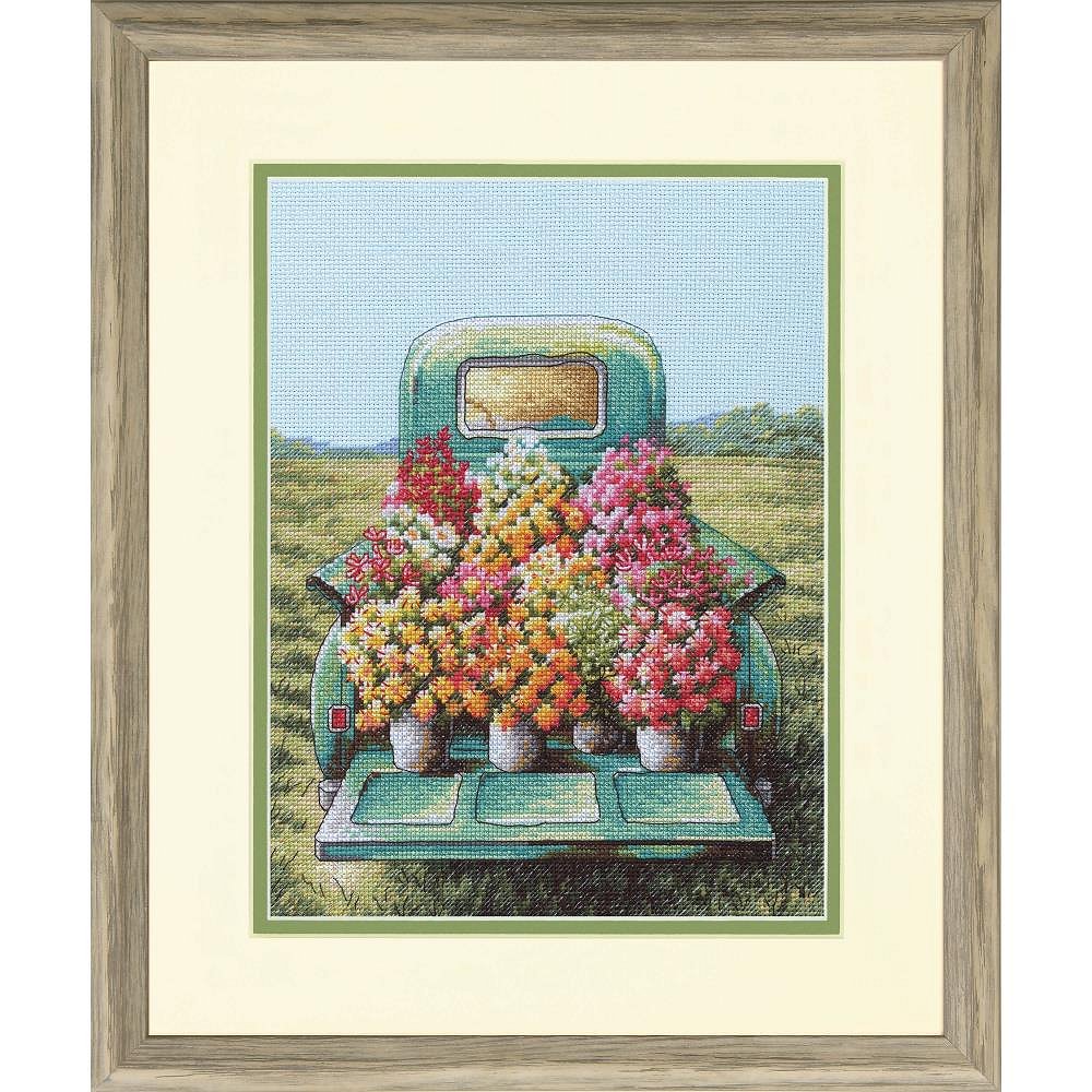 dimensions cross stitch kit 7035440 flowers for sale pick up truck