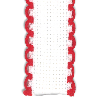 Stitch Band 16ct Aida White w/ Red Edge 3/4" width MAIN