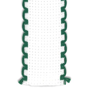 Stitch Band 16ct Aida White w/ Christmas Green Edge 3/4" width MAIN