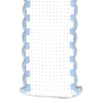 Stitch Band 16ct Aida White w/ Light Blue Edge 3/4" width MAIN