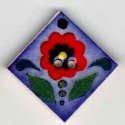 Mill Hill Button - 87013 Jim Shore - Red Flower On Blue THUMBNAIL
