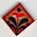 Mill Hill Button - 87014 Jim Shore - Red Flower On Terracotta THUMBNAIL