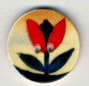 Mill Hill Button - 87020 Jim Shore - Red Tulip on Beige THUMBNAIL