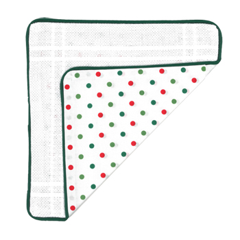 Prefinished Pillow Sham - 18ct Anne Cloth - Christmas w/Green Piping MAIN