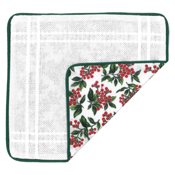 Prefinished Pillow Sham - 18ct Anne Cloth - Christmas w/Green Piping MAIN