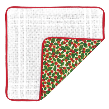 Prefinished Pillow Sham - 18ct Anne Cloth - Christmas w/Red Piping MAIN
