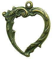 Charm - Antique Gold Heart with Side Vines MAIN