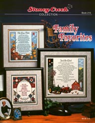 Cover photo of Stoney Creek Book 215 Family Favorites showing cross stitch designs about family MAIN