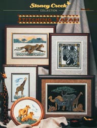 Cover photo of Stoney Creek Book 221 Stitching Safari featuring cross stitched wild animals MAIN