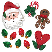 Button Pack - Faithwurks Designs - Holly Jolly Christmas Shadowbox THUMBNAIL