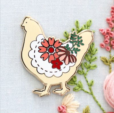 Flamingo Toes Needle Minder - Farmhouse Floral Chicken MAIN