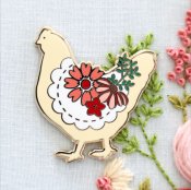 Flamingo Toes Needle Minder - Farmhouse Floral Chicken THUMBNAIL