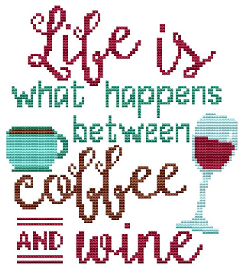 Cross Stitch Wonders - Life...Coffee N' Wine MAIN