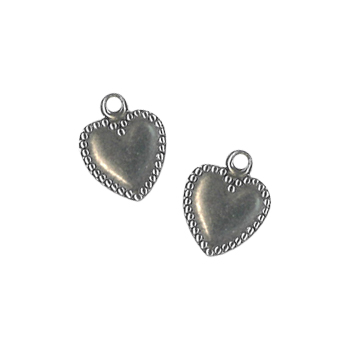 Charm - Antique Silver Heart w/ Beaded Edge (Set of 2) MAIN