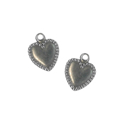 Charm - Antique Silver Heart w/ Beaded Edge (Set of 2) THUMBNAIL