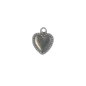 Charm - Antique Silver Heart w/ Beaded Edge THUMBNAIL