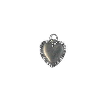 Charm - Antique Silver Heart w/ Beaded Edge MAIN