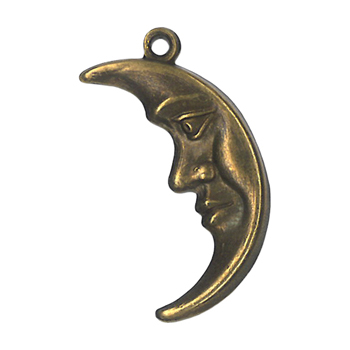 Charm - Antique Gold Half Moon Face MAIN