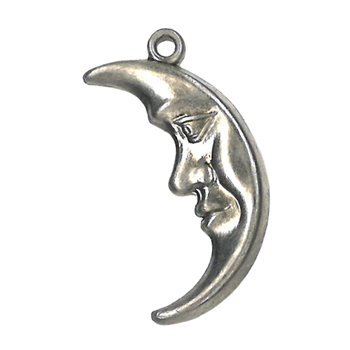 Charm - Antique Silver Half Moon Face MAIN