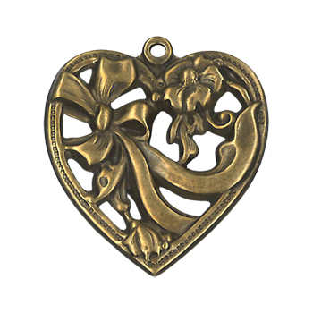 Charm - Heart with Ribbons Antique Gold MAIN