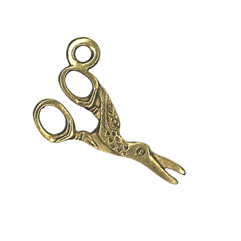 Charm - Antique Gold Stork Scissors MAIN